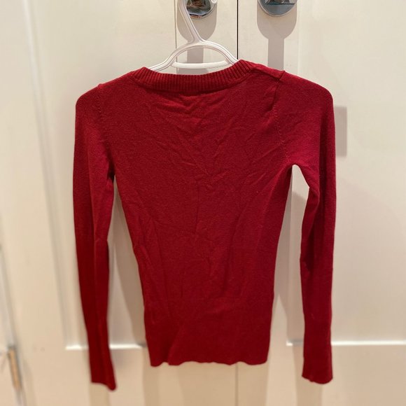 Cranberry Red V-Neck Sweater Smart Set - Picture 6 of 7